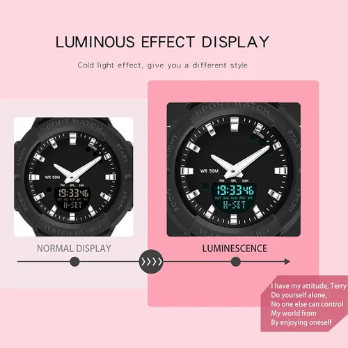 Vista 4 de findtime Relojes analógicos digitales deportivos impermeables reloj de doble pantalla LED retroiluminación LED reloj de pulsera luminoso