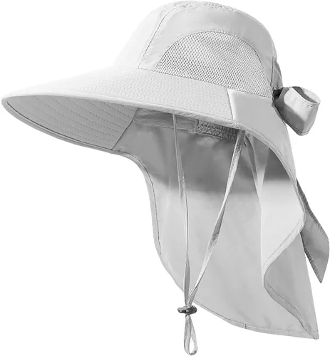 Vista 12 de Sombrero de mujer con protección UV, plegable, impermeable, de ala ancha, tipo cubo, con solapa para el cuello para verano, playa, pesca, senderismo