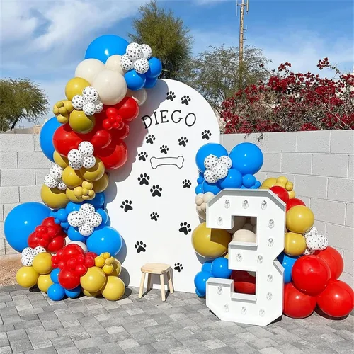 Vista 4 de Globos de Huellas de Patas de Perro, Globos de Látex de Cumpleaños con Lindo Tema de Cachorros y Mascotas para Niños y Niñas, Decoraciones de Fiesta