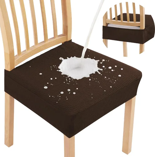 Vista 17 de Smiry Juego de 2 fundas de asiento impermeables para sillas de comedor, tela jacquard elástica, extraíble y lavable, fundas protectoras de asiento