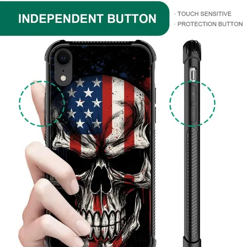Vista 383 de Funda compatible con iPhone 8, a prueba de golpes, antiarañazos, bandera de ciervos de cola blanca de grano de madera estadounidense