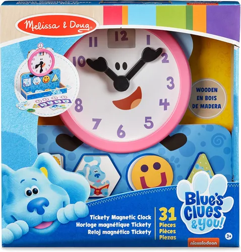 Vista 6 de Melissa & Doug Blue's Clues & You! - Reloj magnético de madera (31 piezas)