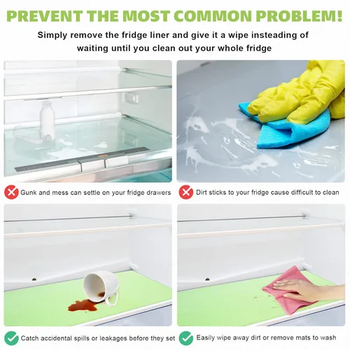 Vista 3 de Shinywear - 16 revestimientos para estantes lavables para refrigerador, antideslizantes, tapetes para estantes de vidrio, forros para refrigerador