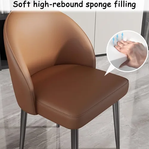 Vista 4 de YVYKFZD Juego de sillas de comedor, silla de comedor de cuero con respaldo curvo, sillas de cocina sin brazos, silla auxiliar tapizada cómoda