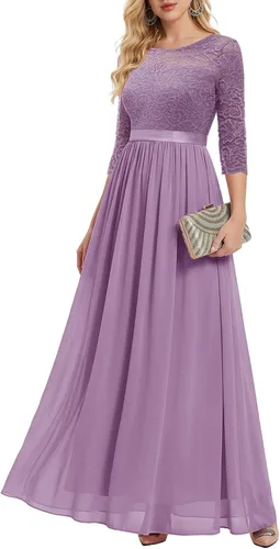 Vista 17 de BeryLove Vestido formal de manga larga para mujer, invitada de boda, madre Rubor
