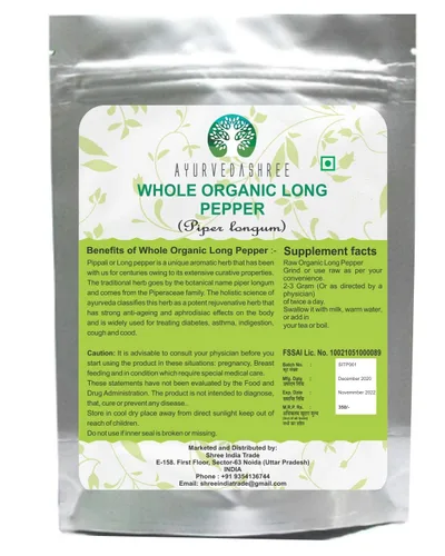 Vista 2 de AYURVEDASHREE Pimienta larga india entera prémium (Pippali) 3.53 oz - Auténtico pipli, thippili y pimienta negra larga