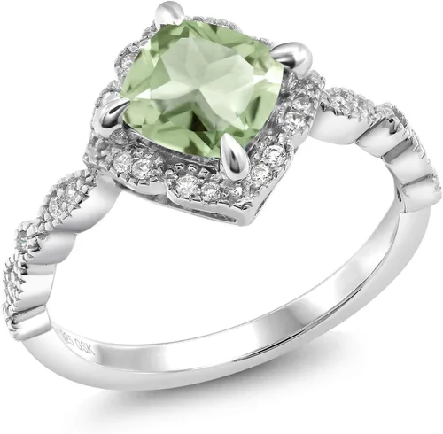 Vista 35 de Gem Stone King Anillo de compromiso solitario de moissanita blanca con piedra natal de corte cojín de 0.276 in para mujer, plata de ley 925