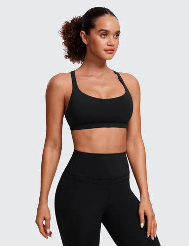 Vista 2 de CRZ YOGA - Sujetadores deportivos con tirantes delgados para mujer, brasier de yoga con relleno, sin varillas, espalda cruzada sexy, lindo