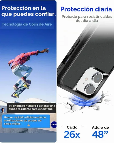 Vista 4 de AICase Funda resistente para iPhone 12/iPhone 12 Pro, protección de grado militar duradera de 3 capas apta para bolsillos, cubierta protectora a