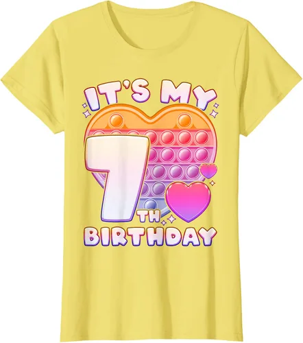 Vista 68 de Pop-it Birthday Girl 7 años de edad, Push it Pop Fidget Bubble Camiseta, Negro
