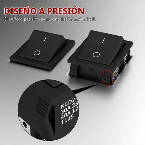 Vista 4 de DaierTek DPST KCD4 Interruptor basculante 40A 12V DC 4 Pin 2 Interruptor de palanca de encendido y apagado 30A 250V AC 120V T125 KCD2 Interruptor