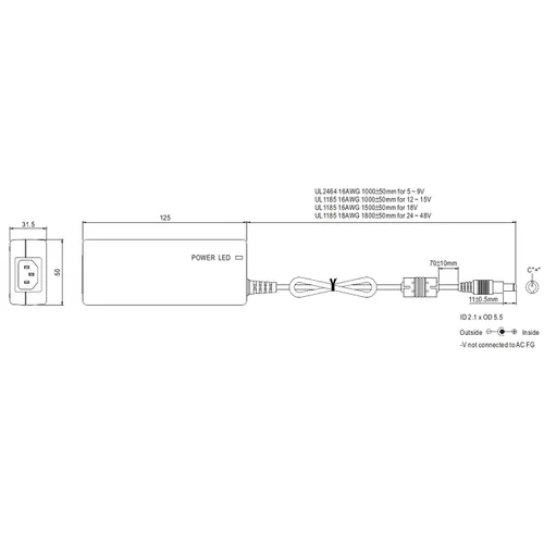 Vista 2 de Mean Well GST60A12-P1J 12V 5 Amp 60W Regulada Conmutación Mesa Superior Potencia