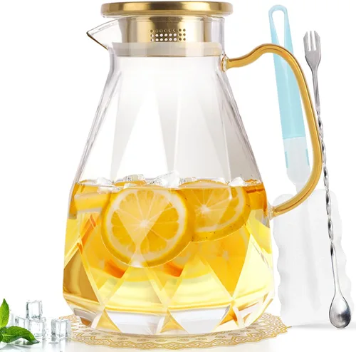 Vista 11 de Jarra de vidrio, jarra de agua de 74.4 oz con tapa