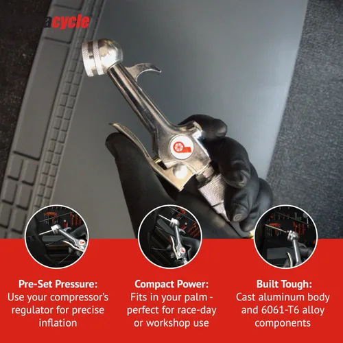 Vista 4 de Prestacycle Prestaflator Mini Pro, cabezal de inflado de neumáticos de bicicleta, válvula de bomba de aire de bicicleta, herramienta Presta