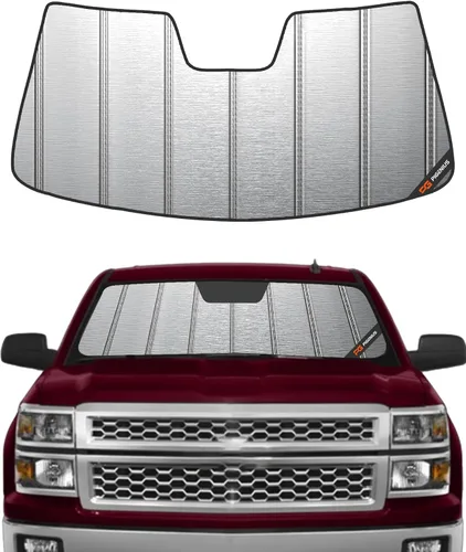 Vista 8 de Pigenius Parasol para parabrisas para Chevy Silverado/GMC Sierra 1500 2007-2013, 2500 3500 HD 2007-2014, acabado de cuero gris premium