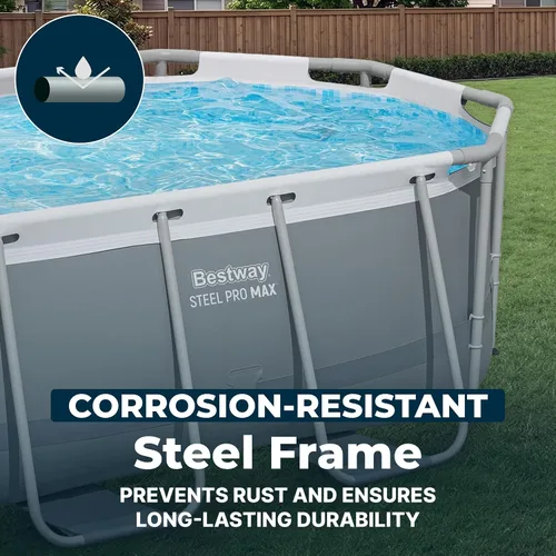 Vista 7 de Bestway Steel Pro MAX - Juego de piscina sobre el suelo (10 pies x 6 pies 7 pulgadas x 33 pulgadas), incluye bomba de filtro de 330 galones por