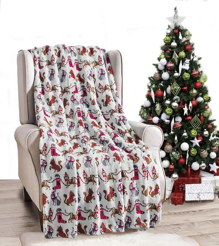 Vista 9 de Elegant Comfort - Manta de vellón muy suave y aterciopelada, con estampado navideño, a cuadros escoceses, de 50 x 60 pulgadas (búfalo negro)