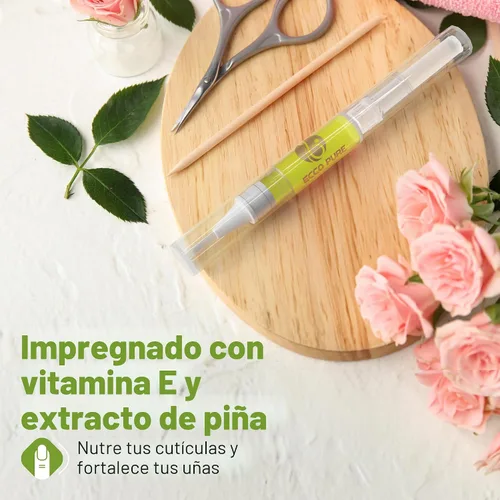 Vista 3 de Bolígrafo de aceite para cutículas con vitamina E – Aceite hidratante para uñas y cutículas – Pluma de pincel sin desorden para cutículas secas