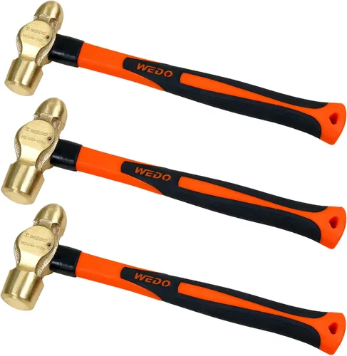 Vista 10 de WEDO Martillo de Bola de Latón con Mango de Fibra de Vidrio, Martillo de Bola Pein, 1lb, 280mm, 11