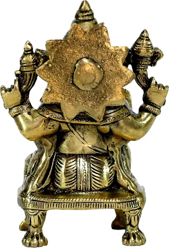 Vista 8 de eSplanade Ganesha de latón de 8 pulgadas en acabado antiguo Pooja Puja Ganesh Ganesha Ganpati Ganapati Murti Idol (5.75 pulgadas)
