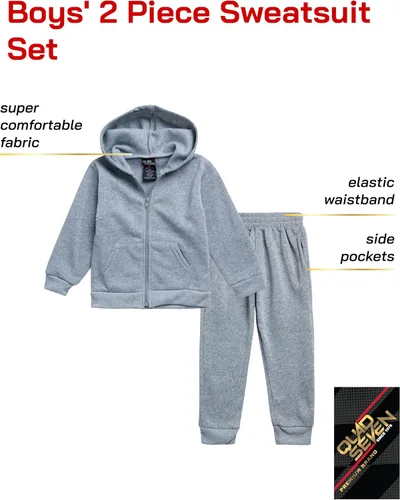 Vista 2 de Quad Seven Conjunto deportivo de 2 piezas con capucha y cremallera de forro Gris jaspeado