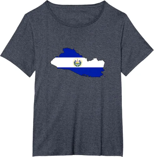 Vista 27 de Camiseta de El Salvador Country Outline on Flag