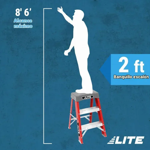 Vista 5 de LITE Taburete industrial de fibra de vidrio de 2 pies, capacidad de carga de 300 libras, tipo IA, LP-3011-02