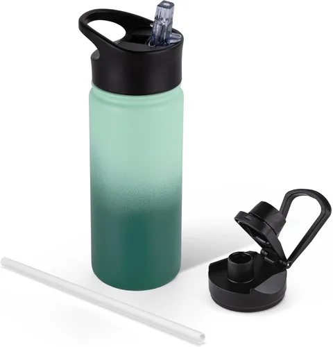 Vista 58 de Botella de agua aislada de 64 onzas con tapas de pajita y boquilla, jarra de agua de acero inoxidable de medio galón con mango de paracord, vacío