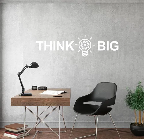 Vista 6 de Think Big Quote - Adhesivo de pared de vinilo para oficina y escuela, moderno, oficina, trabajo, decoración de sala de estudio, Y77 (grande, negro)