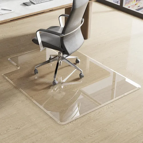 Vista 4 de MESAILUP Tapete para Silla de Oficina con Borde Biselado Irregular con Labio para Alfombra o Piso de Madera Dura Cristal Transparente 36" x 48