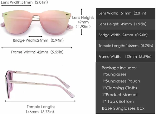 Vista 7 de Rimless Wayfarer Anteojos de sol en una sola pieza lente espejo reflectante, anteojos para hombres mujeres