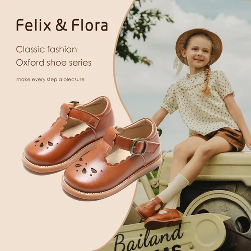 Vista 2 de Felix & Flora - Zapatos planos de vestir estilo Mary Jane para niña pequeña, zapatillas de ballet para niña, zapatos para fiestas y escuela