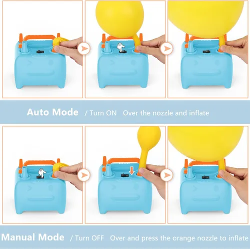 Vista 3 de OWill Balloon Pump Electric, Balloon Inflator Electric Air Pump, Portable Dual Nozzle Balloons Air Pump Electric 600W Blow Machine for Party