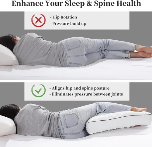 Vista 3 de Almohada de rodilla de espuma viscoelástica triturada para dormir de lado, almohada entre las piernas para alinear la columna vertebral, almohada