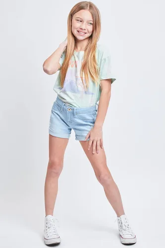 Vista 5 de YMI Girls' Essential Mid Rise Cuffed Shorts