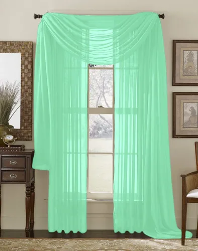 Vista 16 de Juego de 3 piezas de cortinas y cenefa Interior Trends, fina, totalmente cosida, juego de 2 cortinas y 1 cenefa a juego