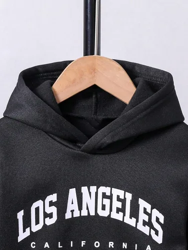 Vista 4 de Floerns Conjunto de sudadera con capucha y pantalones deportivos de dos piezas para niño