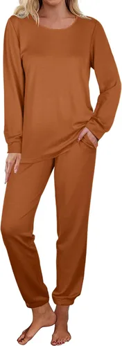 Vista 22 de Aloodor conjunto deportivo de 2 piezas para mujer, con sudadera con cuello redondo, sin botones