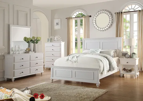 Vista 5 de Cama de madera blanca tamaño queen