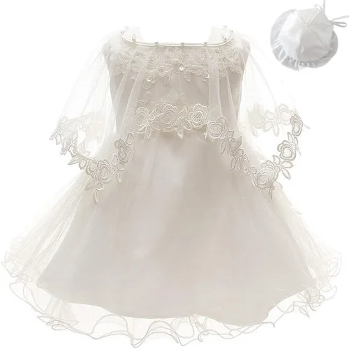Vista 9 de Juego de 3 piezas de vestido de bautizo, vestido formal para niña, Marfil