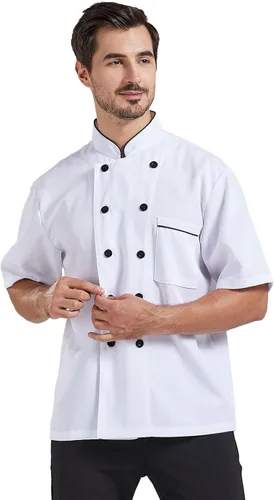 Vista 4 de Nanxson Chaqueta de chef unisex de manga cortalarga para hombres y mujeres CFM0001