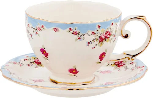 Vista 3 de Juego de té de 11 piezas de porcelana clásica Gracie China, Azul