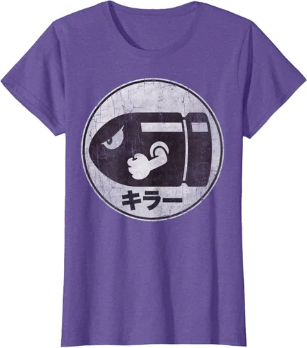 Vista 20 de Super Mario Camiseta con logotipo de Bullet Bill Distressed en Kanji