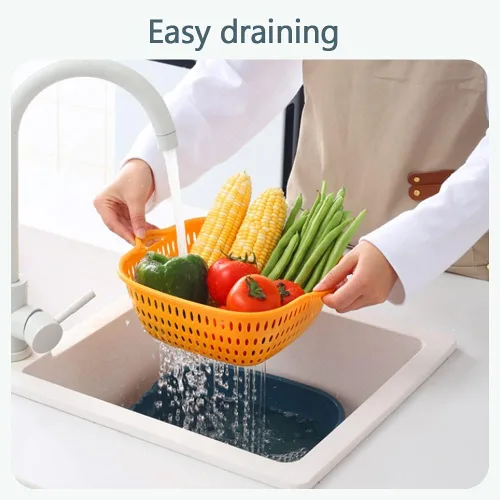 Vista 5 de Cestas de lavado de verduras en la cocina, cestas de frutas apilables multicapa, fregaderos de verduras, colador y lavado de frutas y verduras