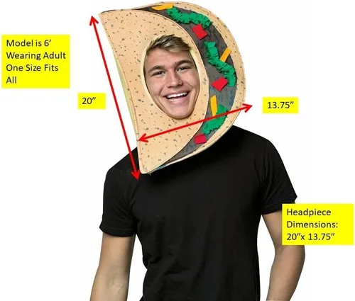 Vista 2 de Rasta Imposta Taco - Máscara de comida para la cabeza, accesorios para la cabeza, accesorios para la cabeza de alimentos mexicanos, disfraz