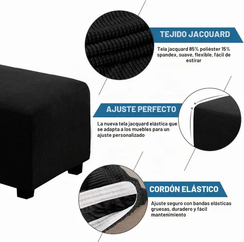 Vista 3 de H.VERSAILTEX Funda Deslizable para Otomana Rectangular Ajuste de Longitud 29"-34" Reposapiés Fundas Deslizables para Sofá Funda para Taburete