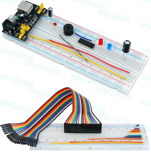 Vista 3 de WWZMDiB Kit de 438 piezas de pizarra electrónica para principiantes, compatible con Arduino, STM32, Raspberry Pi