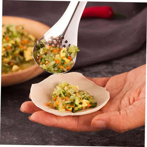 Vista 7 de Cucharas de colador de acero inoxidable con fugas de cuchara de comida ranura para restaurante