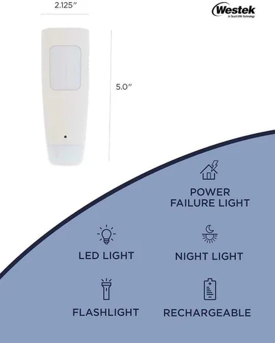 Vista 2 de Westek Luz de emergencia, 1 paquete – Linterna recargable LED multifuncional, luz de falla de energía y luz nocturna – Luces de corte de energía