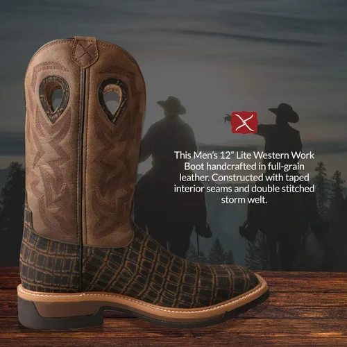 Vista 101 de Twisted X Botas Tech X para hombre de 12 pulgadas, botas occidentales casuales para hombre